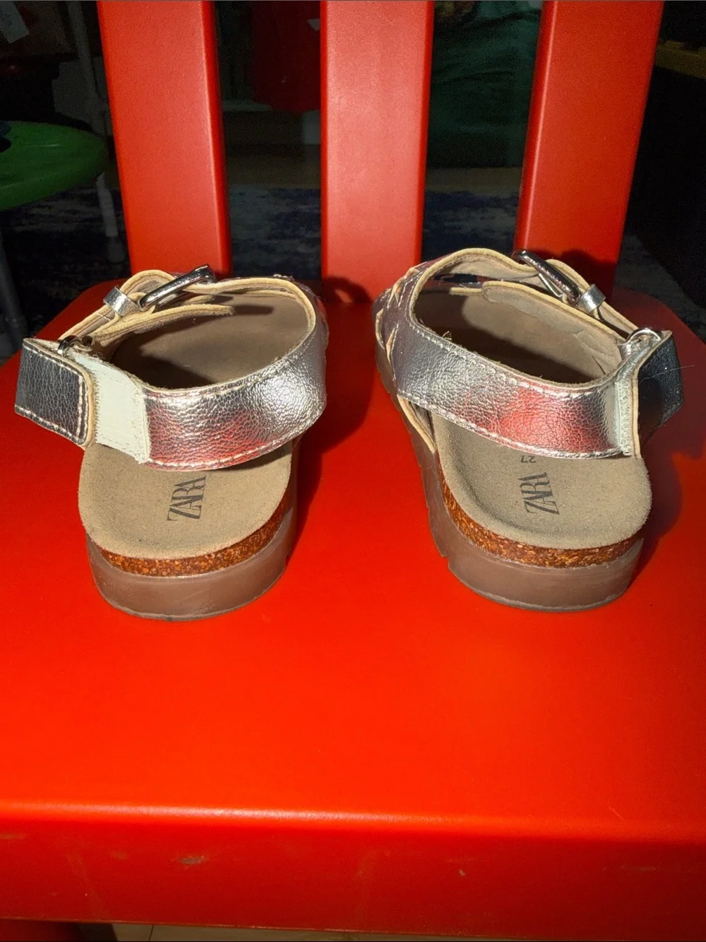 Zara Metallic Silver Kids Star Buckle Sandals
